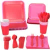 Hallmark Color Pop 96-Piece Tableware Basics Party Kit, Red And Pink -Hallmark shop Party Supplies in a Box Plates Napkins and Cups 5CLP1000 01