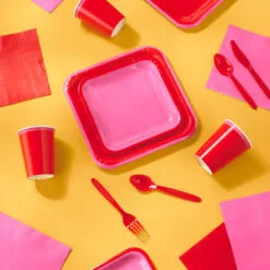 Hallmark Color Pop 96-Piece Tableware Basics Party Kit, Red And Pink -Hallmark shop Party Supplies in a Box Plates Napkins and Cups 5CLP1000 03