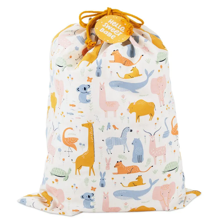Hallmark 28" Pastel Animals Large Fabric Gift Bag With Tag 3 Hallmark 28" Pastel Animals Large Fabric Gift Bag With Tag