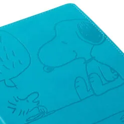 Hallmark Peanuts® Snoopy And Woodstock Faux Leather Notebook -Hallmark shop Peanuts Snoopy and Woodstock Etched Blue Notebook 1HWJ7053 05