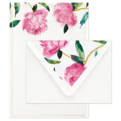 Hallmark Pink Peonies Stationery Set, Box Of 20 -Hallmark shop Pink Peonies Stationery Set 1499STN1137 03