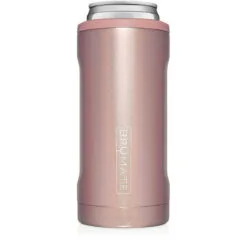 BruMate Glitter Rose Gold Stainless Steel Skinny Can Cooler, 12 Oz.