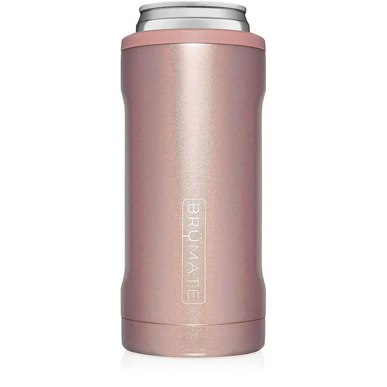BruMate Glitter Rose Gold Stainless Steel Skinny Can Cooler, 12 Oz. 3 BruMate Glitter Rose Gold Stainless Steel Skinny Can Cooler, 12 Oz.