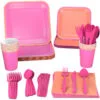 Hallmark Color Pop 96-Piece Tableware Basics Party Kit, Pink And Orange -Hallmark shop Pink and Orange Party in a Box Party Supplies 5CLP1002 01