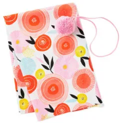 Hallmark 26" Modern Floral Fabric Gift Wrap With Elastic Band -Hallmark shop PinkandOrange Floral Square Flat Wrapping Cloth 1299EJR6378 03