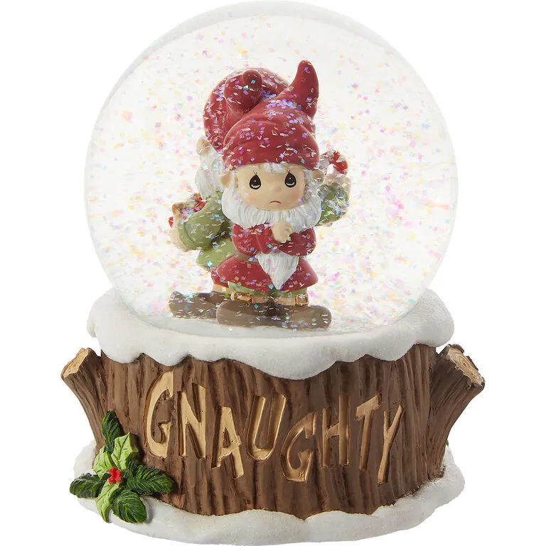 Precious Moments Gnaughty Or Gnice Gnomes Musical Snow Globe, 5.5" 4 Precious Moments Gnaughty Or Gnice Gnomes Musical Snow Globe, 5.5" - Image 2