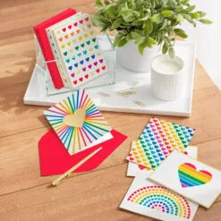 Hallmark Rainbow Hearts Boxed Blank Notes Assortment, Pack Of 24 -Hallmark shop Rainbow Hearts Assorted Boxed Blank Note Cards 5STZ1178 05