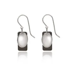 Silver Forest Rectangle And Oval Layered Silver-Tone Drop Earrings