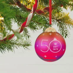 Hallmark Keepsake Ornament 50th Anniversary Christmas Commemorative Special Edition Glass And Metal Ornament 9 Hallmark Keepsake Ornament 50th Anniversary Christmas Commemorative Special Edition Glass And Metal Ornament -Hallmark shop Red Ball 50th Anniversary Keepsake Ornament 2499QGO2987 02