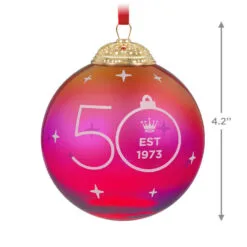 Hallmark Keepsake Ornament 50th Anniversary Christmas Commemorative Special Edition Glass And Metal Ornament 10 Hallmark Keepsake Ornament 50th Anniversary Christmas Commemorative Special Edition Glass And Metal Ornament -Hallmark shop Red Ball 50th Anniversary Keepsake Ornament 2499QGO2987 03