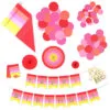 Hallmark Color Pop Party Decor Kit, Warm Ombré Stripe -Hallmark shop Red Pink and Yellow Party Supplies Banner Decor 5CLP1015 01