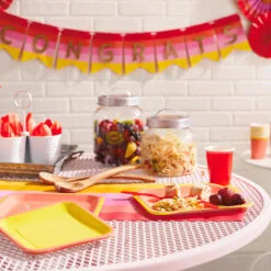 Hallmark Color Pop Party Decor Kit, Warm Ombré Stripe -Hallmark shop Red Pink and Yellow Party Supplies Banner Decor 5CLP1015 03