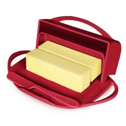 Red Butterie Flip-Top Butter Dish 9 Red Butterie Flip-Top Butter Dish -Hallmark shop Red Plastic FlipTop Butter Dish With Knife BTRRED1003 04