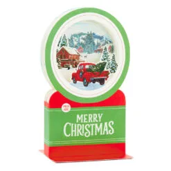 Hallmark Red Truck Snow Globe Musical 3D Pop-Up Christmas Card With Motion -Hallmark shop Red Truck Snowglobe 3D PopUp Music Motion Christmas Card 1299XOD9992 03