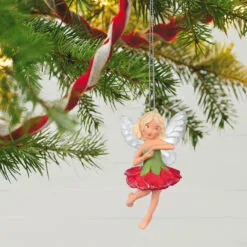 Hallmark Fairy Messengers Carnation Fairy Ornament -Hallmark shop Red and Green Fairy Keepsake Ornament 1499QXR8007 02