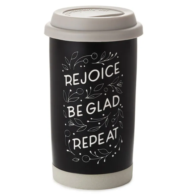 Hallmark Rejoice Repeat Ceramic Travel Mug, 12 Oz. 3 Hallmark Rejoice Repeat Ceramic Travel Mug, 12 Oz.