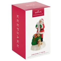Hallmark Checking It Twice Ornament With Light And Sound -Hallmark shop Santa Checking His List Keepsake Ornament 2999QGO2657 04