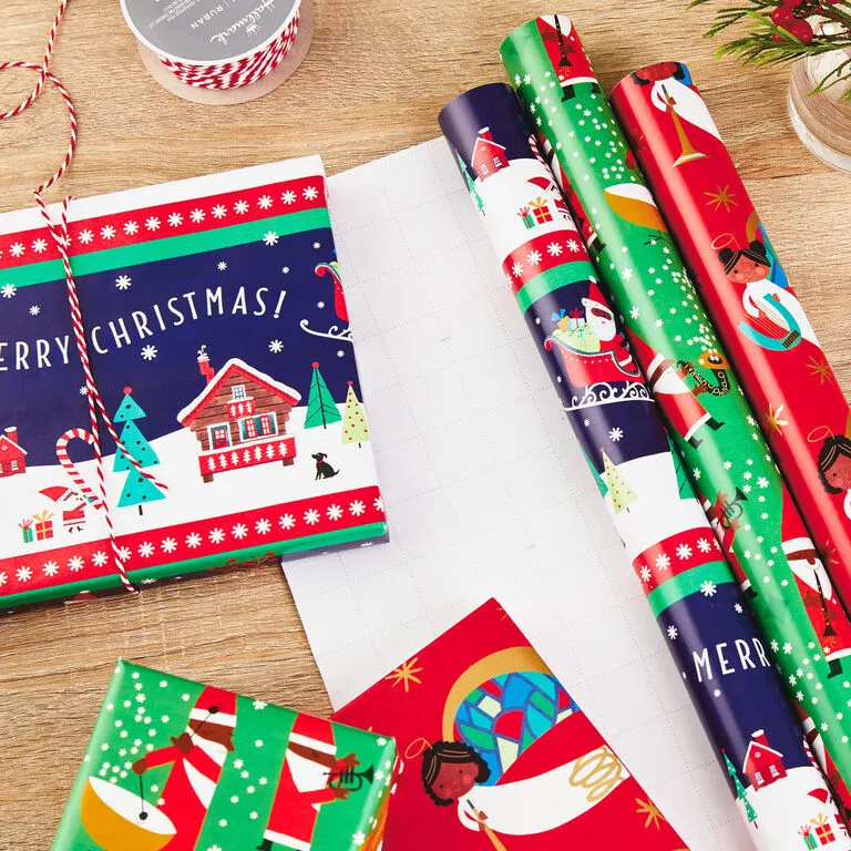 Hallmark Santa Fun 3-Pack Christmas Wrapping Paper Assortment, 120 Sq. Ft. 4 Hallmark Santa Fun 3-Pack Christmas Wrapping Paper Assortment, 120 Sq. Ft. - Image 2