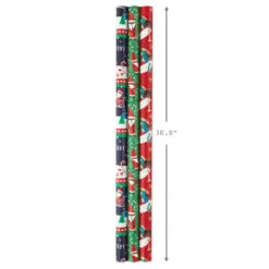 Hallmark Santa Fun 3-Pack Christmas Wrapping Paper Assortment, 120 Sq. Ft. 12 Hallmark Santa Fun 3-Pack Christmas Wrapping Paper Assortment, 120 Sq. Ft. -Hallmark shop Santa Fun Hallmark Mahogany Christmas Wrapping Paper 5JXW1037 04