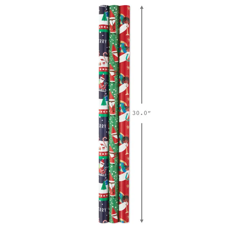 Hallmark Santa Fun 3-Pack Christmas Wrapping Paper Assortment, 120 Sq. Ft. 6 Hallmark Santa Fun 3-Pack Christmas Wrapping Paper Assortment, 120 Sq. Ft. - Image 4