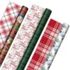 Hallmark Christmas Classics 3-Pack Reversible Wrapping Paper Assortment, 120 Sq. Ft. -Hallmark shop Santa and Plaids Assorted Reversible Gift Wrap 5JXW1070 01