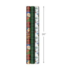 Hallmark Christmas Classics 3-Pack Reversible Wrapping Paper Assortment, 120 Sq. Ft. -Hallmark shop Santa and Plaids Assorted Reversible Gift Wrap 5JXW1070 03