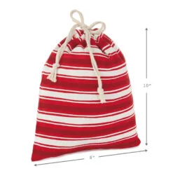 Hallmark 10" And 20" Santa And Stripes 2-Pack Fabric Christmas Gift Bags -Hallmark shop Santa and Stripes Medium and XL Fabric Gift Bags XGB4902 04