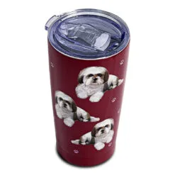 E&S Pets Shih Tzu Stainless Steel Tumbler, 20 Oz. -Hallmark shop Shih Tzu on Dark Red Stainless Steel Tumbler 11587 02