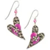 Silver And Pink Hearts Layered Metal Drop Earrings -Hallmark shop Silver and Pink Hearts Layered Metal Drop Earrings NE0617 01