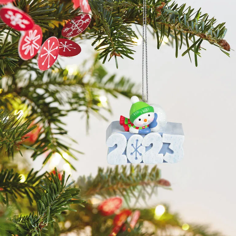 Hallmark Mini A Snowy 2023 Ornament With Light, 1.25" 4 Hallmark Mini A Snowy 2023 Ornament With Light, 1.25" - Image 2