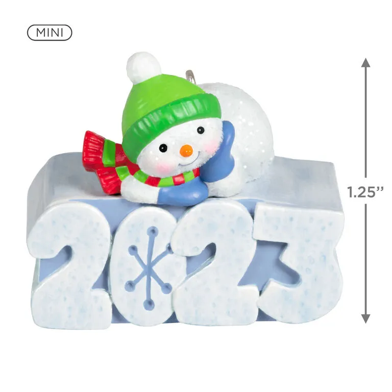 Hallmark Mini A Snowy 2023 Ornament With Light, 1.25" 5 Hallmark Mini A Snowy 2023 Ornament With Light, 1.25" - Image 3