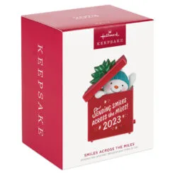 Hallmark Smiles Across The Miles 2023 Recordable Sound Ornament -Hallmark shop Snowman in Red Present Keepsake Ornament 2499QGO2619 04