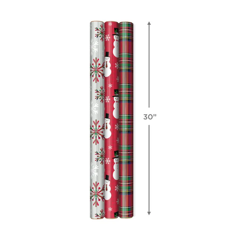 Hallmark Snow Merry 3-Pack Foil Christmas Wrapping Paper Assortment, 60 Sq. Ft. 6 Hallmark Snow Merry 3-Pack Foil Christmas Wrapping Paper Assortment, 60 Sq. Ft. - Image 4