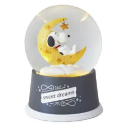 Hallmark Peanuts® Snoopy Sweet Dreams Snow Globe With Light 6 Hallmark Peanuts® Snoopy Sweet Dreams Snow Globe With Light -Hallmark shop Sweet Dreams Snoopy on Yellow Moon Water Globe 1BBY4760 02