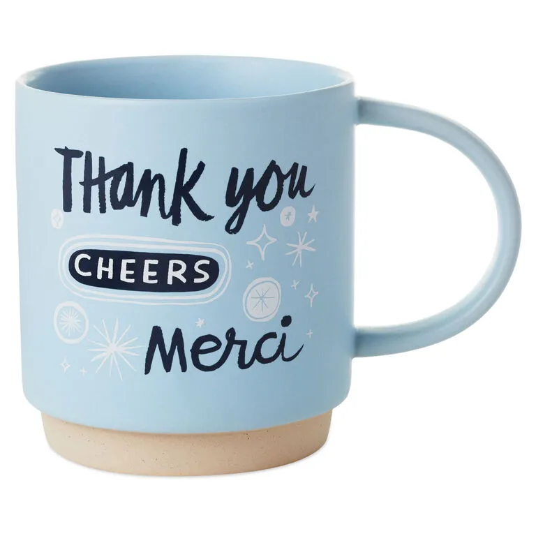 Hallmark Thank You, Cheers, Merci Mug, 16 Oz. 3 Hallmark Thank You, Cheers, Merci Mug, 16 Oz.