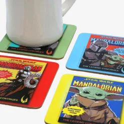 Star Wars: The Mandalorian Comic Book Cover Coasters, Set Of 4 -Hallmark shop The Mandalorian Coaster Set 17446 03