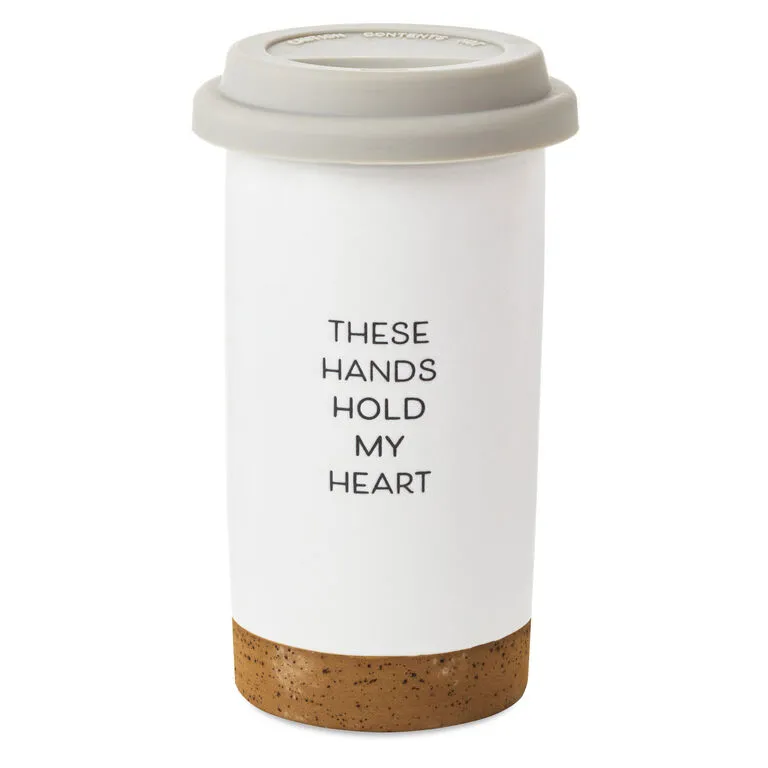 Hallmark These Hands Hold My Heart Ceramic Travel Mug, 12.5 Oz. 4 Hallmark These Hands Hold My Heart Ceramic Travel Mug, 12.5 Oz. - Image 2