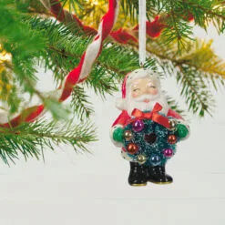 Hallmark Jolly Santa Porcelain Special Edition Ornament -Hallmark shop Vintage Jolly Santa With Wreath Keepsake Ornament 2499QXT4113 02