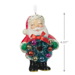 Hallmark Jolly Santa Porcelain Special Edition Ornament -Hallmark shop Vintage Jolly Santa With Wreath Keepsake Ornament 2499QXT4113 03