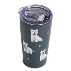 E&S Pets West Highland White Terrier Stainless Steel Tumbler, 20 Oz. -Hallmark shop Westies on Dark Blue Stainless Steel Tumbler 11545 02