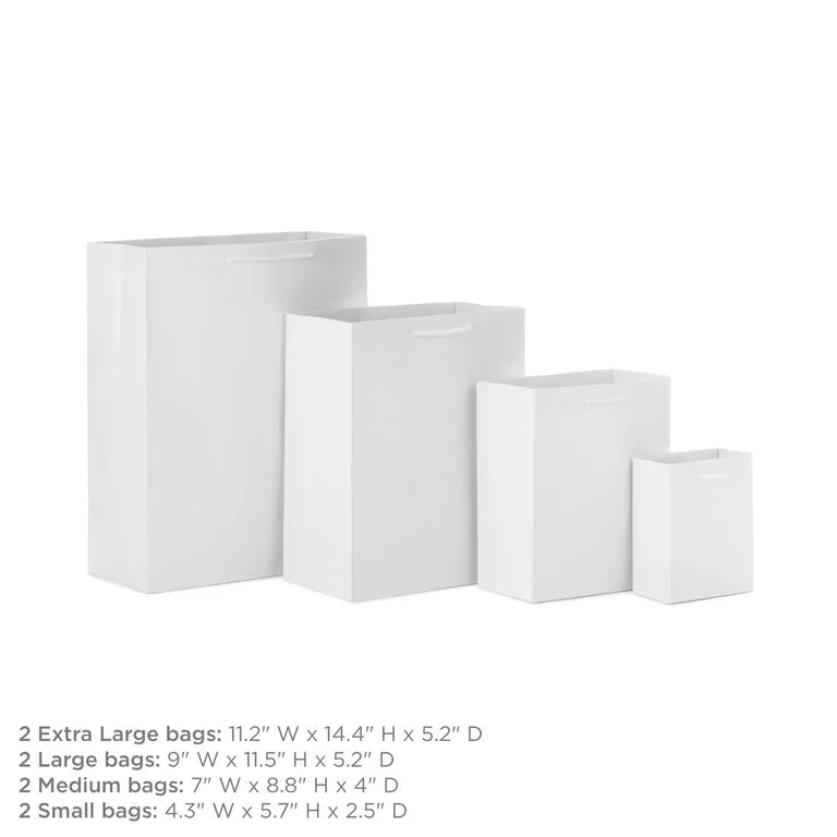 Hallmark White Assorted Sizes 8-Pack Gift Bags 4 Hallmark White Assorted Sizes 8-Pack Gift Bags - Image 2