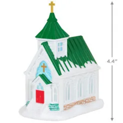 Hallmark Candlelight Service Ornament -Hallmark shop White Church With Green Steeple Keepsake Ornament 2199QGO2767 03