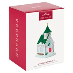 Hallmark Candlelight Service Ornament -Hallmark shop White Church With Green Steeple Keepsake Ornament 2199QGO2767 04
