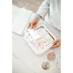 White Fancy Panz Square Foil Pan Serving Tray -Hallmark shop White Square Serving Tray With Lid for 8x8 Foil Pans FP88001 04