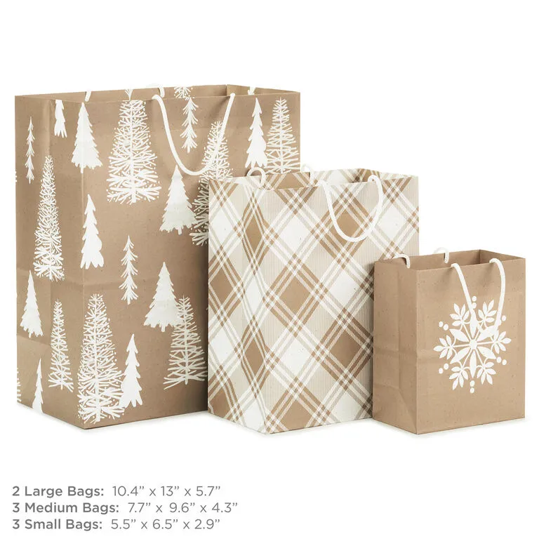Hallmark Christmas Kraft 8-Pack Holiday Gift Bags, Assorted Sizes And Designs 5 Hallmark Christmas Kraft 8-Pack Holiday Gift Bags, Assorted Sizes And Designs - Image 3