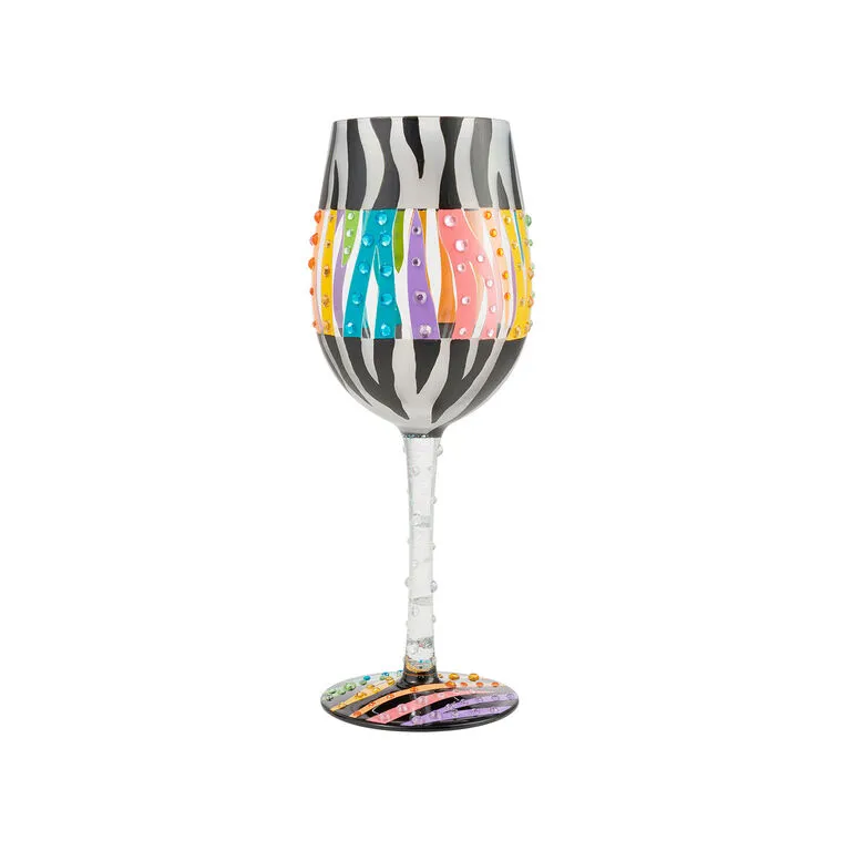 Lolita Love Your Stripes Handpainted Wine Glass, 15 Oz. 3 Lolita Love Your Stripes Handpainted Wine Glass, 15 Oz.
