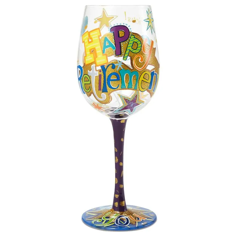 Enesco Lolita® Happy Retirement Handpainted Wine Glass, 15 Oz. 3 Enesco Lolita® Happy Retirement Handpainted Wine Glass, 15 Oz.